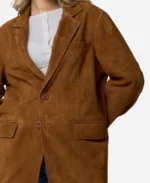 Women’s Oversized Tan Brown Suede Blazer
